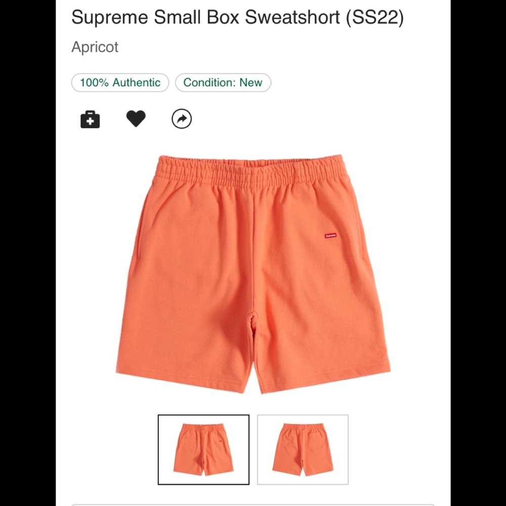 SUPREME Small Box Sweatshort Size SMALL Apricot